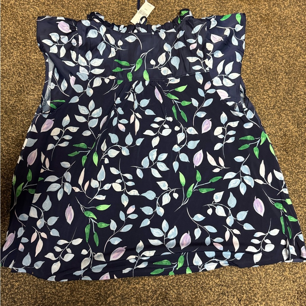 Lane Bryant 18/20 Navy Leaf Print Blouse New Top Shirt - Picture 2 of 6